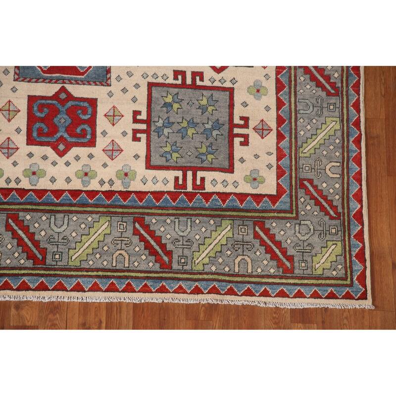 Kazak Area Rug Hand-Knotted Oriental Wool Carpet - 6'10" x 10'2"