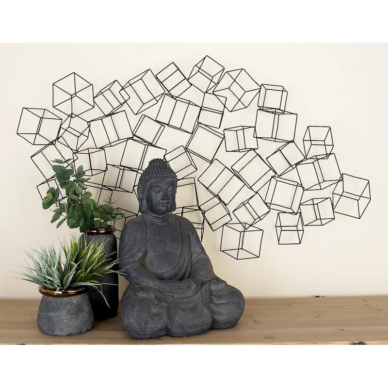 Metal Geometric 3D Square Home Wall Decor - Black or Gold - Roche River Decor