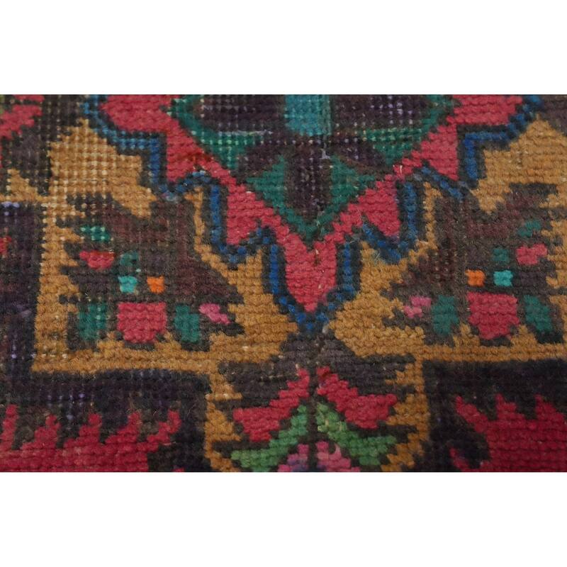 Hand Knotted Oriental 100% Wool Carpet Traditional Geometric Pink Tabriz Area Rug - 12' 4'' X 4' 6''