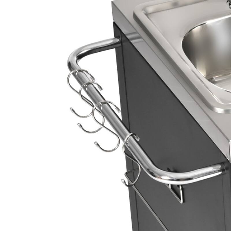 55.5" Outdoor Kitchen Island Metal Grill Cart with 304 Stainless Steel Sink