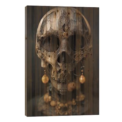 Gold Skull III Print On Wood by Durro Art - Multi-Color