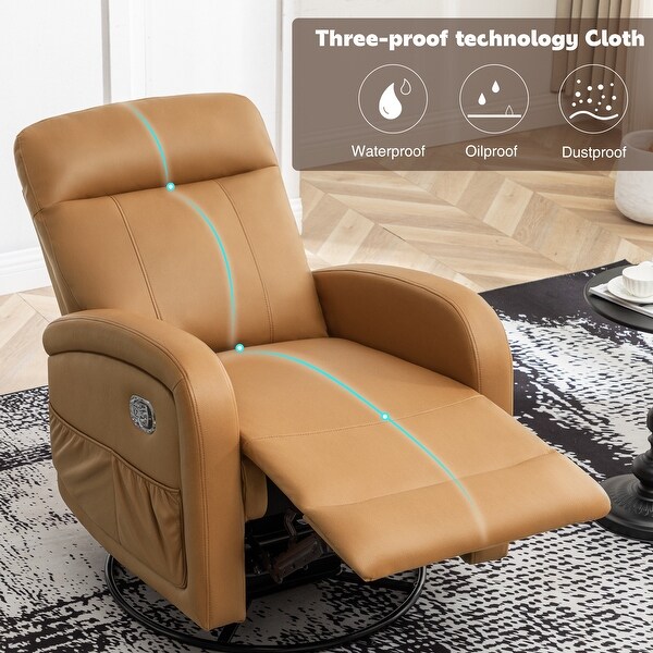 HOMYKA Adult Faux Leather Recliner Chair with Swivel Rocker