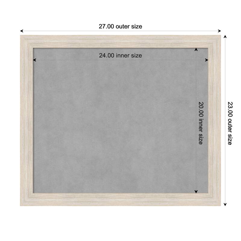 Amanti Art Hardwood White Wash Narrow Framed Magnetic Board - Board Size 24x20