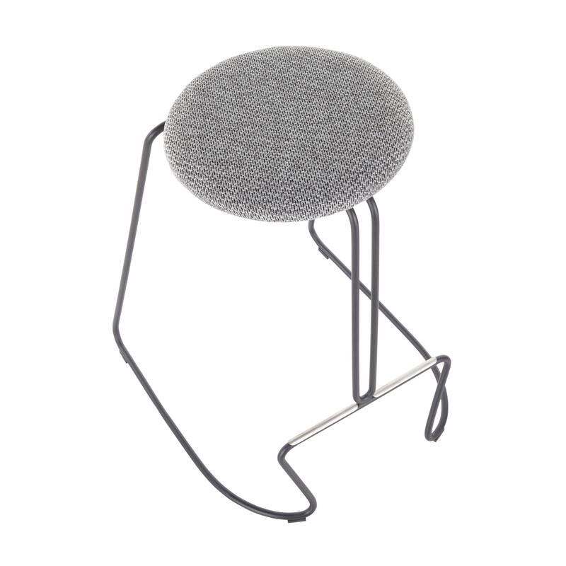 Finn Contemporary Counter Stool in Grey Steel and Light Grey Fabric - Set of 2 - 19.5"Lx18"Wx25.75"H