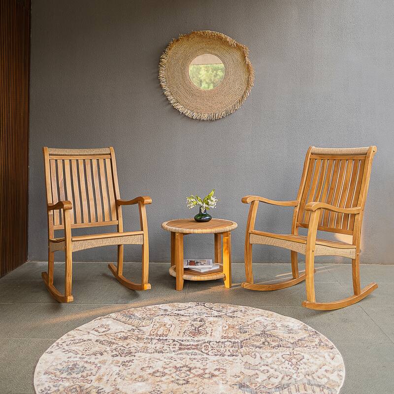 Cambridge Casual Marrakesh 3-piece Teak Wood Outdoor Rocking chair set