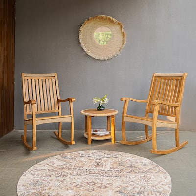 Cambridge Casual Marrakesh 3-piece Teak Wood Outdoor Rocking chair set