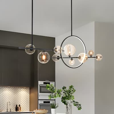 56in. 10-Light Sputnik Island Linear Pendant Lamp