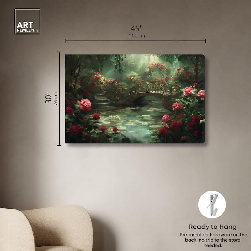 Rose Garden Bridge Canvas by Art Remedy, Gallery Wrapped