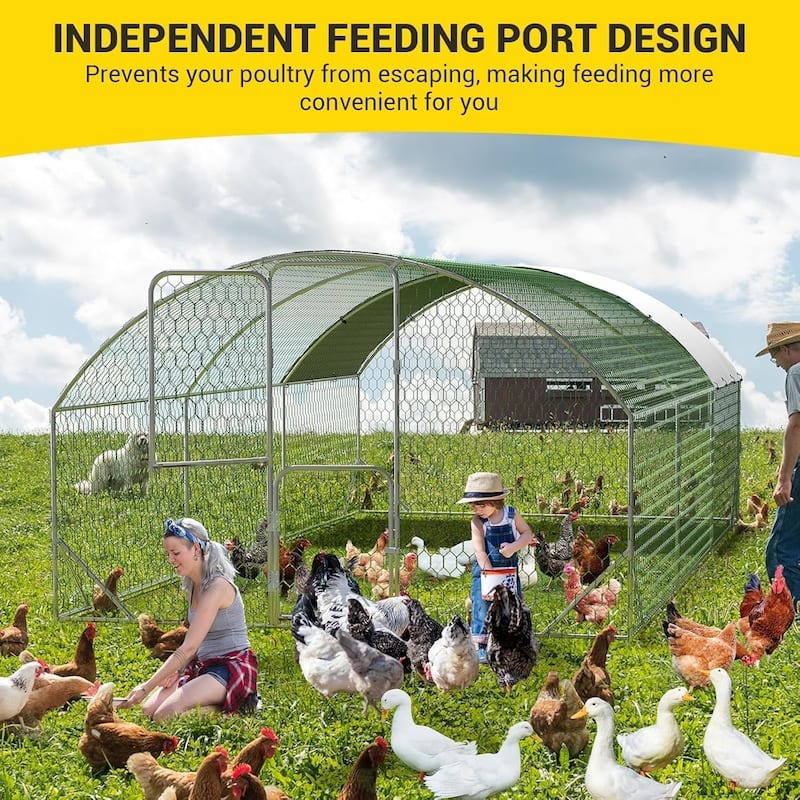 Metal Chicken Coop with Cover Large Walk-in Chicken Runs with ribs