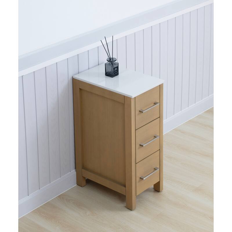 Vanity Art 12" Narrow Bathroom Side Storage Cabinet with Engineered Marble Top - 11.8 W x 18.5 D x 29.1 H