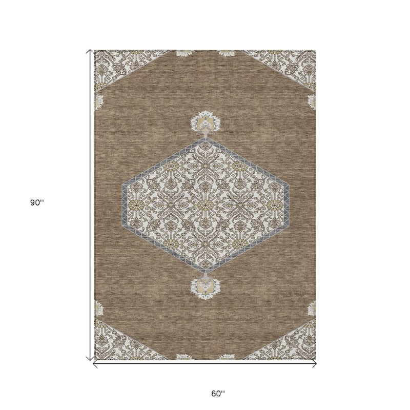 HomeRoots Oriental Traditional Rectangle Outdoor Rug