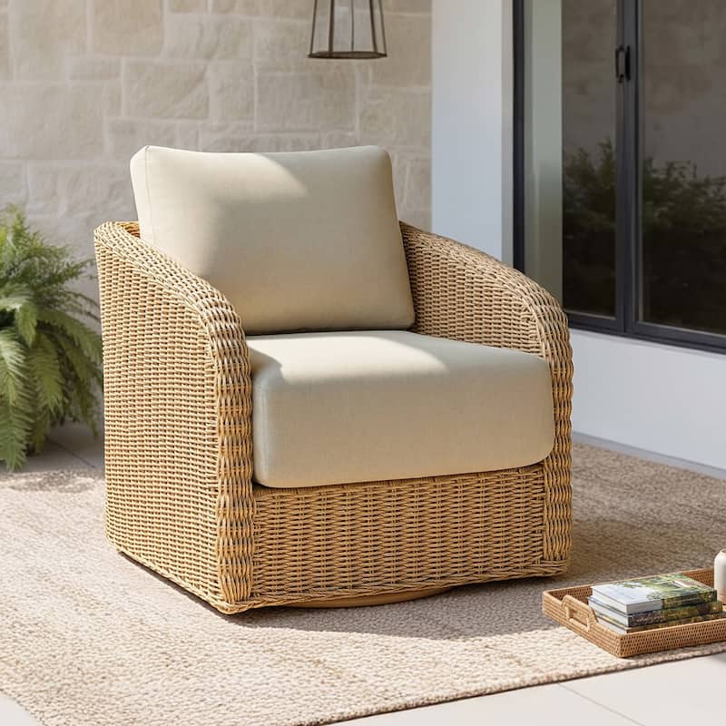 Spruce & Spring Patio Fruniture Outdoor Swivel Chair and Side Table - 1 Chair