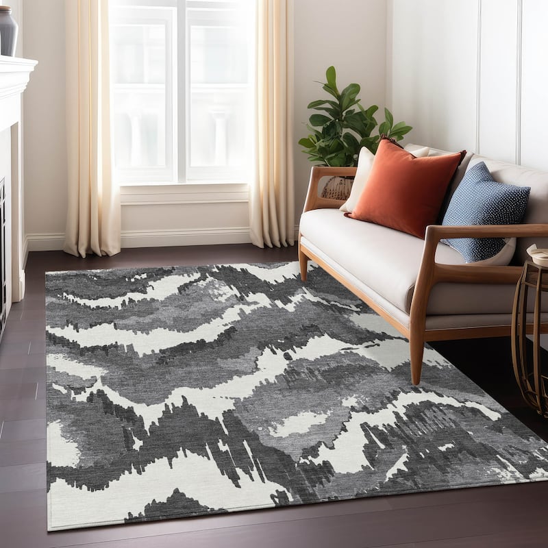 Machine Washable Indoor/ Outdoor Chantille Ombre Abstract Rug