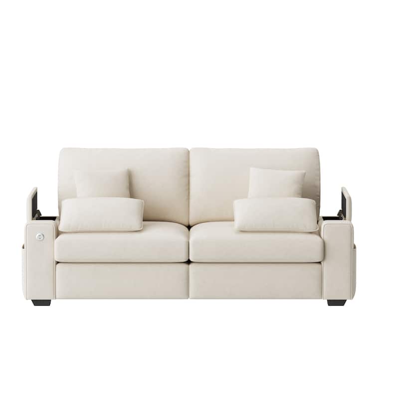 Oversized Modern Loveseat Sofa, Upgraded Extra Wide 2 Seater Couch - Light Grey