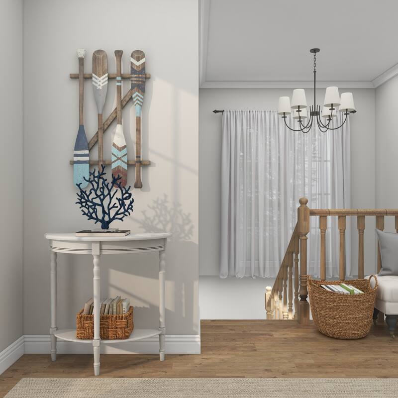 Brown Wood Novelty Canoe Oar Paddle Home Wall Decor with Arrow and Stripe Patterns