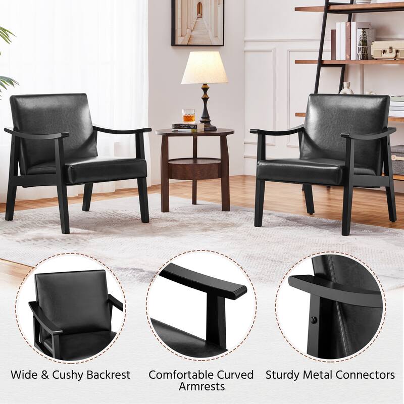 Yaheetech Upholstered Accent Chair Boucle Armchair with Solid Wood Legs - 24.5" L × 28" W × 29" H