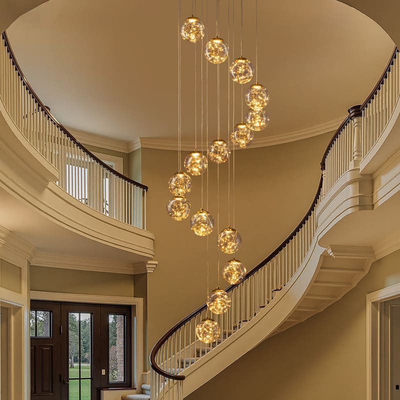 15-Light LED Staircase Chandelier Crystal Ceiling Lights Large Chandeliers for High Ceilings, Entryway Modern Lighting Fixture