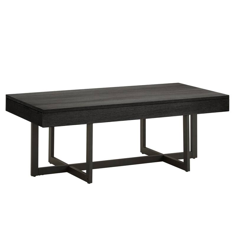 Eldersley Wood Finish Coffee Table with Two Drawers by iNSPIRE Q Modern - Black