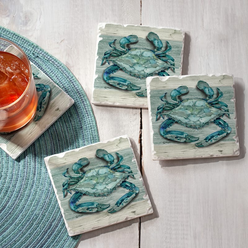 Counterart Absorbent Stone Coasters - Northpoint Crab - Set of 4 - 4x4x117