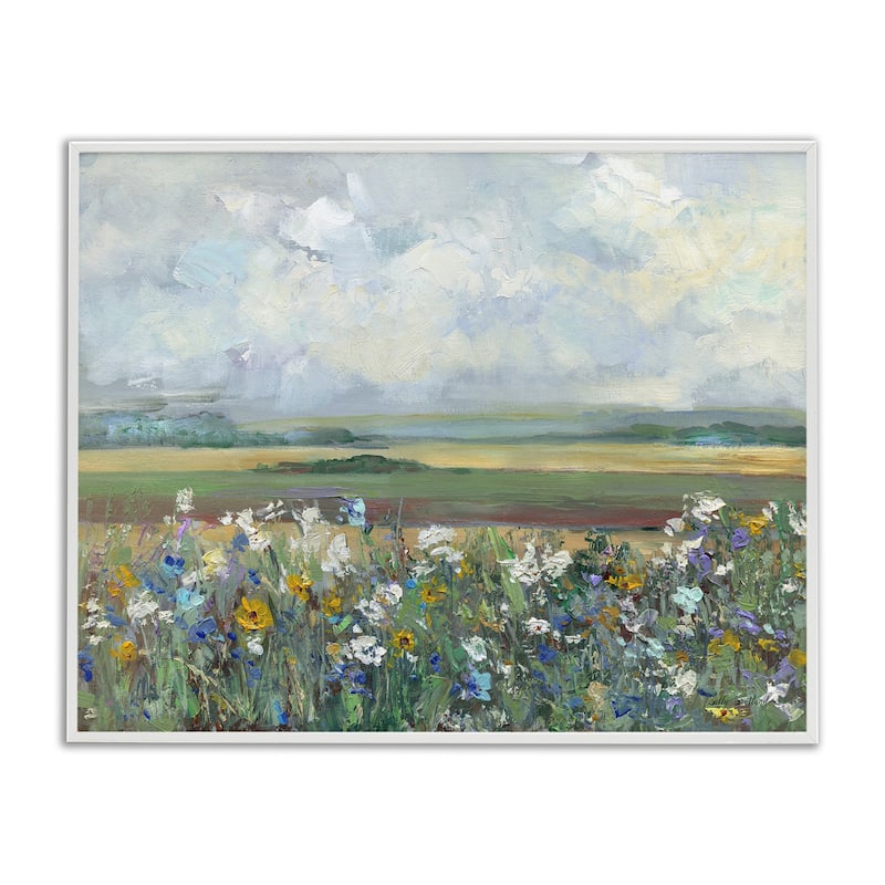 Stupell County Meadow Clouds Overhead Framed Giclee Art Design By Sally Swatland - 20 x 16 - White