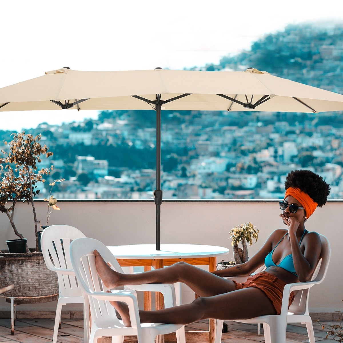 Shop Black Friday Deals On 9 X 15 Ft Steel Market Patio Umbrella Overstock 32382781