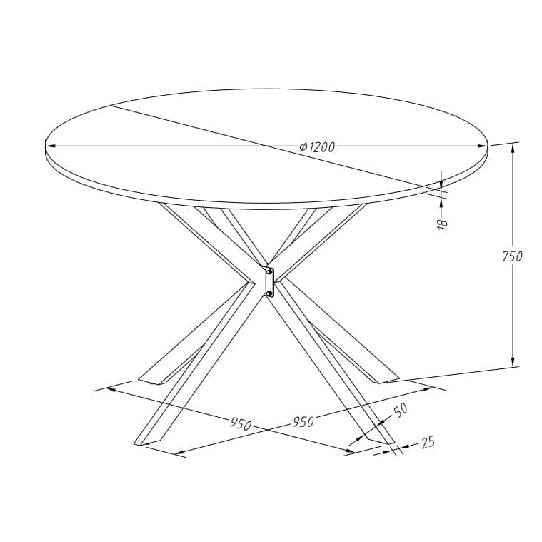 Cross Leg Round Dining Table