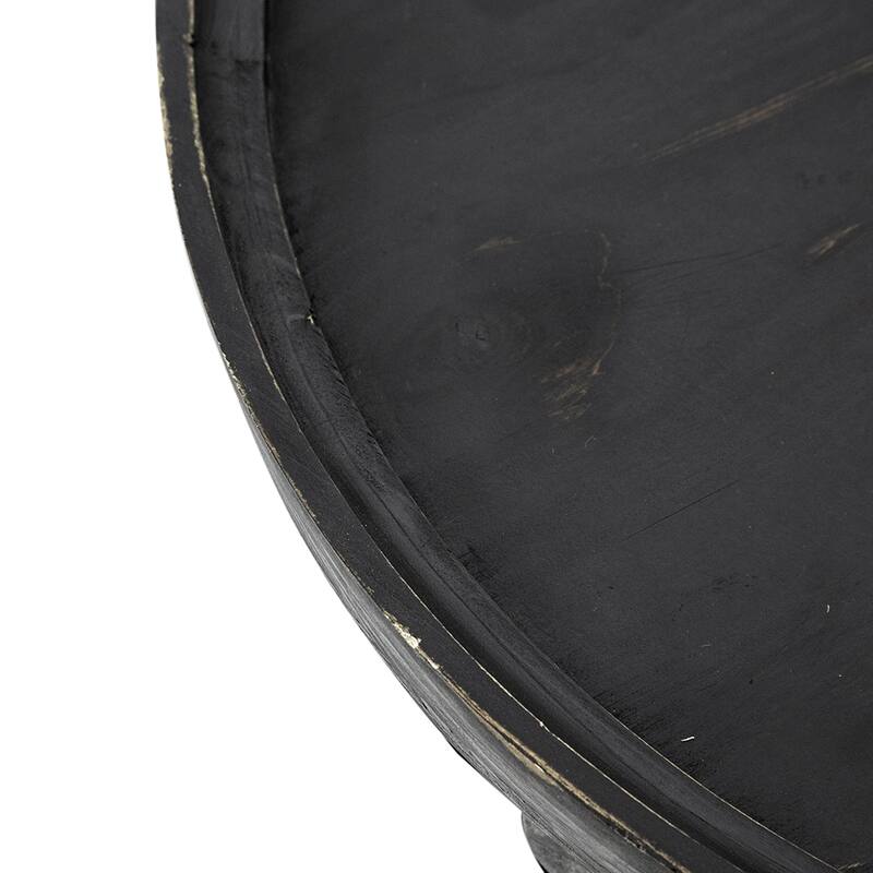 GDFStudio - Jonah Traditional Three-Tier Side Table with Rattan Shelves and Turned Wood Legs - 25.6"