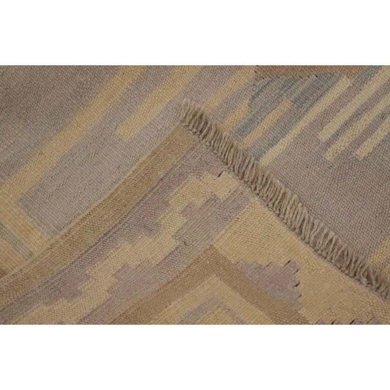 Hand Woven Oriental 100% Wool Carpet Southwestern Tribal Purples Kilim Area Rug - 6' 9'' X 4' 10''