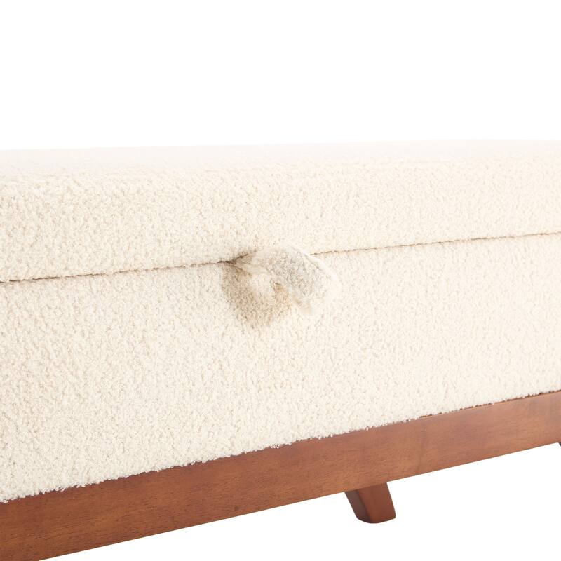 Teddy wool fabric, solid wood feet for solid weighing, and bed end stool with storage function