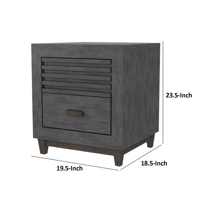 Biom Nightstand, 2 Drawers, Charcoal Brown Solid Hardwood, 24 Inch