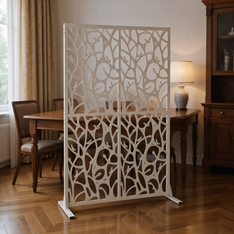 W3.8Ft X H6Ft Metal Privacy Screens, Outdoor and Indoor Divider with Free Standing for Balcony Patio Garden Room Divider