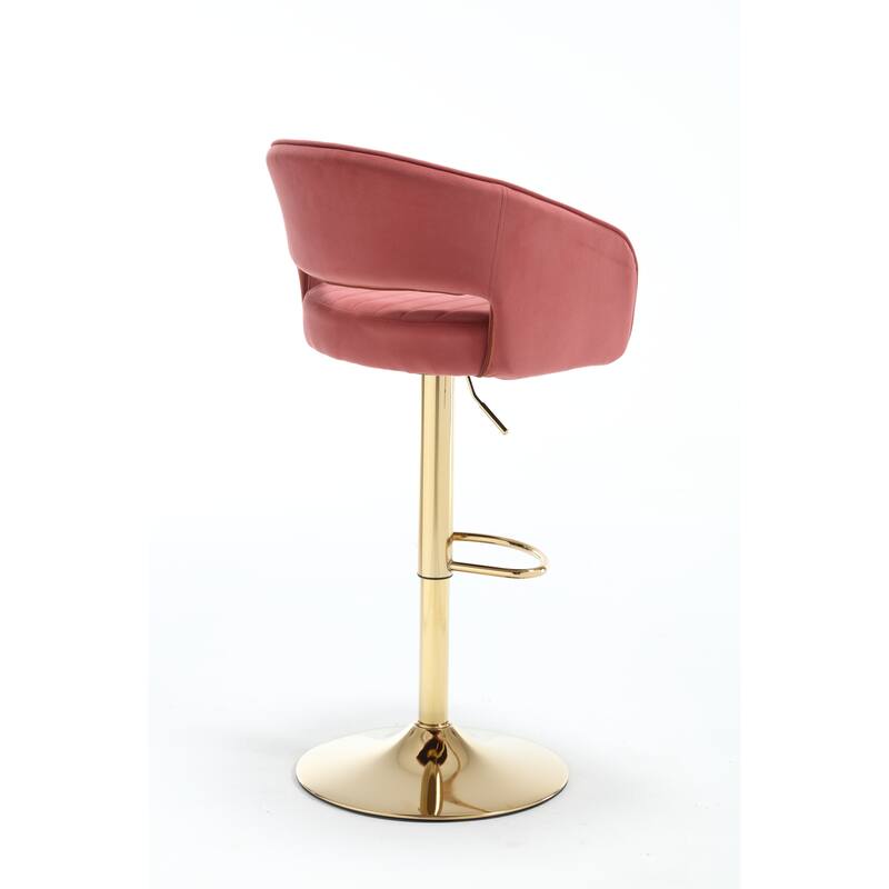 Velvet Bar Chair with Adjustable Height, Counter Height Chair with Footrest, Kitchen Island Stools with Armrest