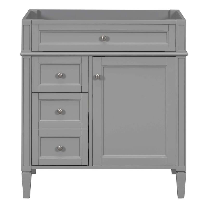 30" Bathroom Vanity without Top Sink, Modern Bathroom Storage Cabinet with 2 Drawers and a Tip-out Drawer (NOT INCLUDE BASIN) - Gray