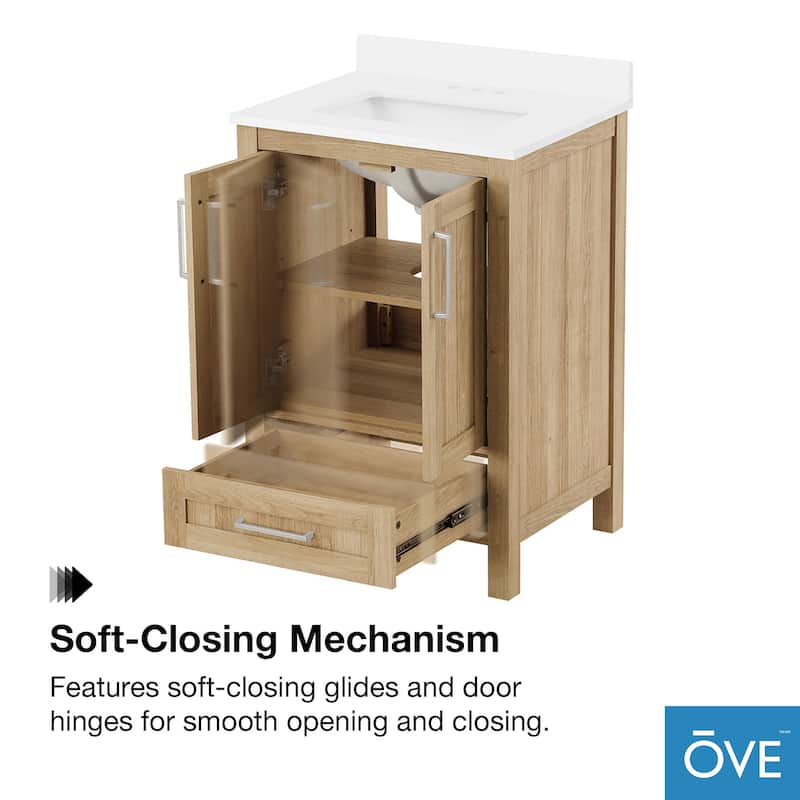 Ove Decors Kansas 24" Bathroom Vanity Top and Backslplash, White