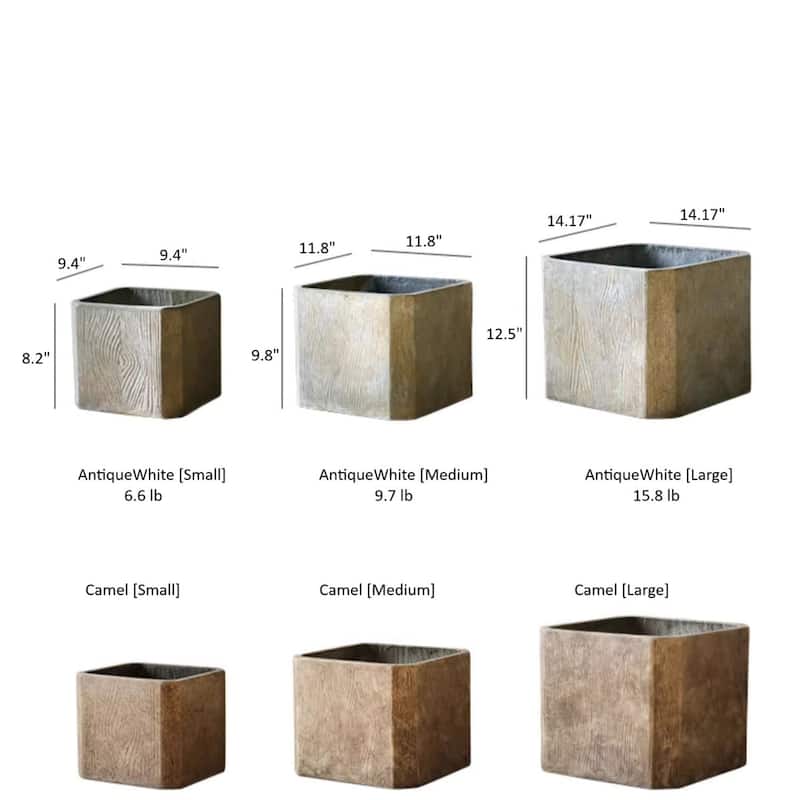 RusticReach StoneGrain Square Planter - Camel - [B]-Medium