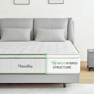 Novilla 10-inch Memory Foam Hybrid Pocket Spring Mattress in a Box