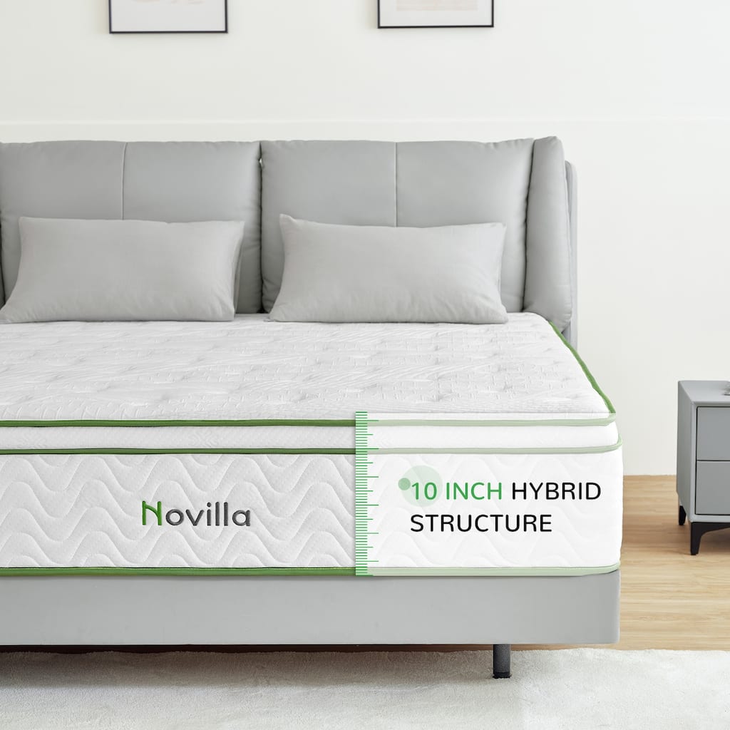 Novilla 10-inch Memory Foam Hybrid Pocket Spring Mattress in a Box