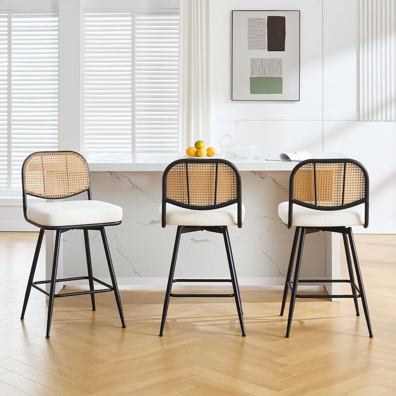 26"/29" Counter Height Swivel Bar Stools Set of 2/3/4 - Set of 3 - PU-White - Bar Height