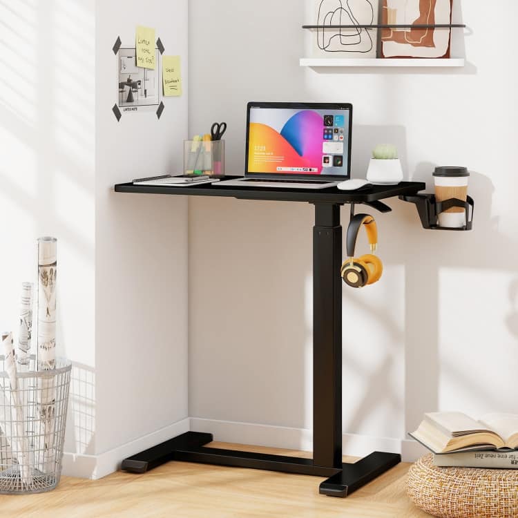 Engineered Wood Mobile Standing Desk with Adjustable Height