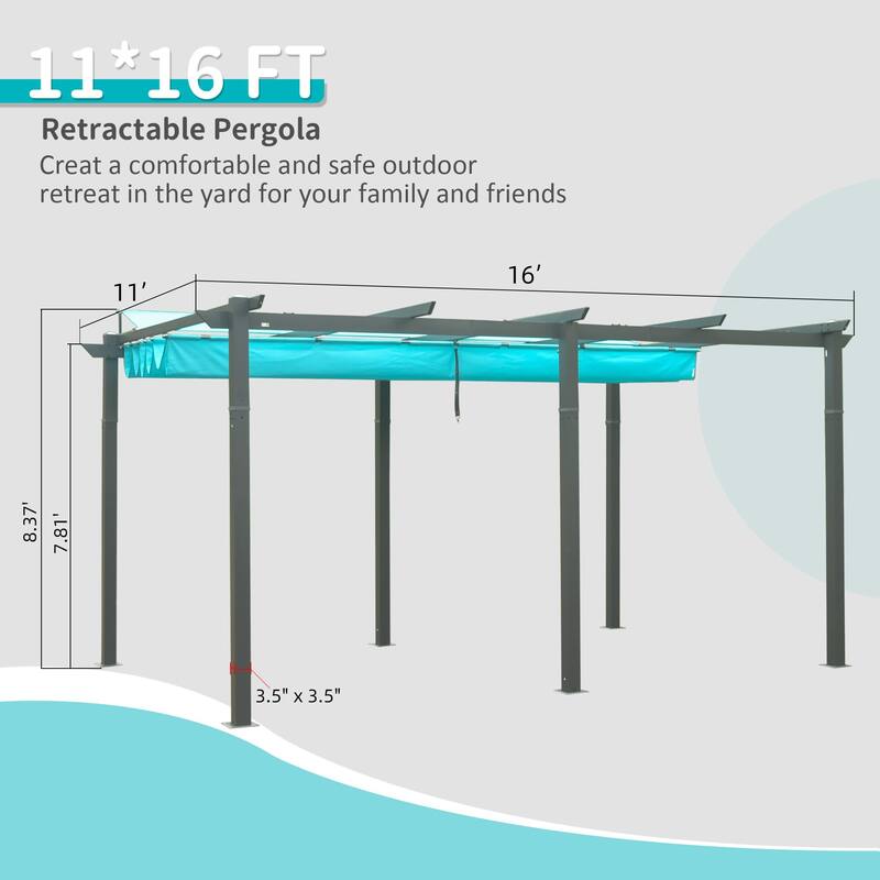 GDFStudio - Jonathan Miller Retractable Pergola with Weather-Resistant Canopy for Outdoor Living Spaces