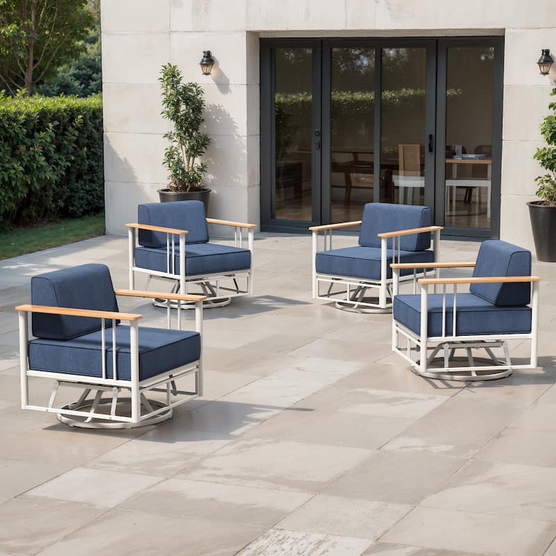 Puffin Metal Frame Outdoor Swivel Gliding Chairs with 6-Inch Thick Olefin Cushions