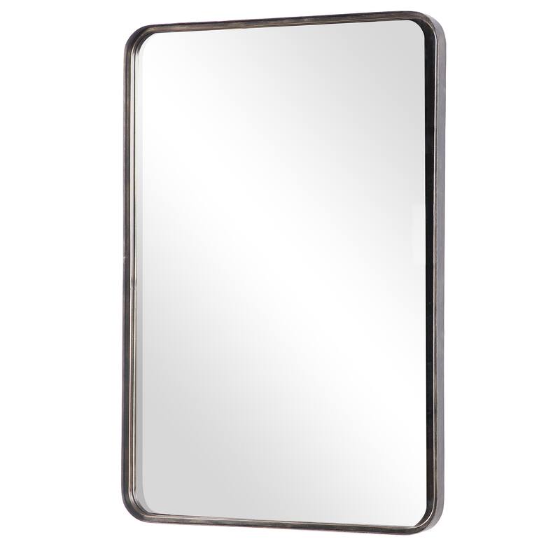 Copper Grove Dark Bronze Rectangular Wall Mirror with Rounded Corners