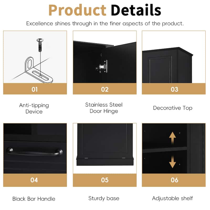 GDF Studio - Tommy Modern MDF Tall Storage Cabinet with Adjustable Shelves and Large Flip-Out Basket