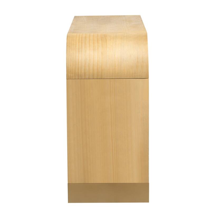 59.8" Sideboard Buffet Cabinet with arched ceiling and 4-door Pine veneer Storage Cabinet with Adjustable Shelves