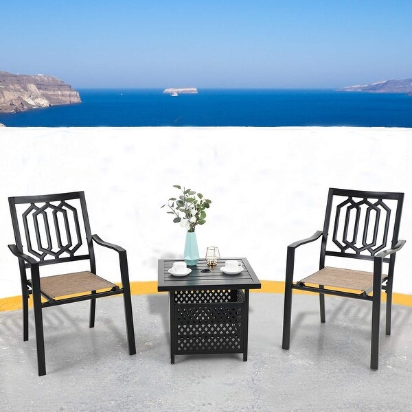 MFSTUDIO 3 Piece Patio Dining Set with 2 x Textilene Metal ...