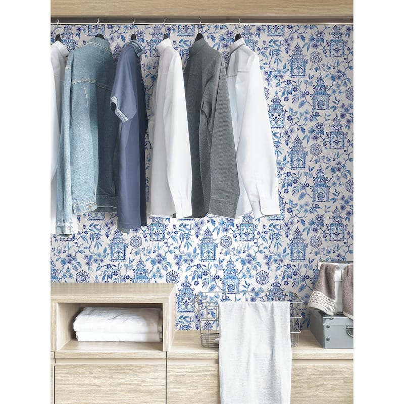 NuWallpaper Blue Danson Peel & Stick Wallpaper - 20.5-in x 216-in