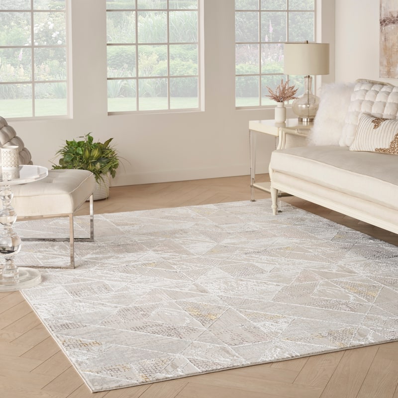 Nourison Glam Indoor Grey Geometric Area Rug