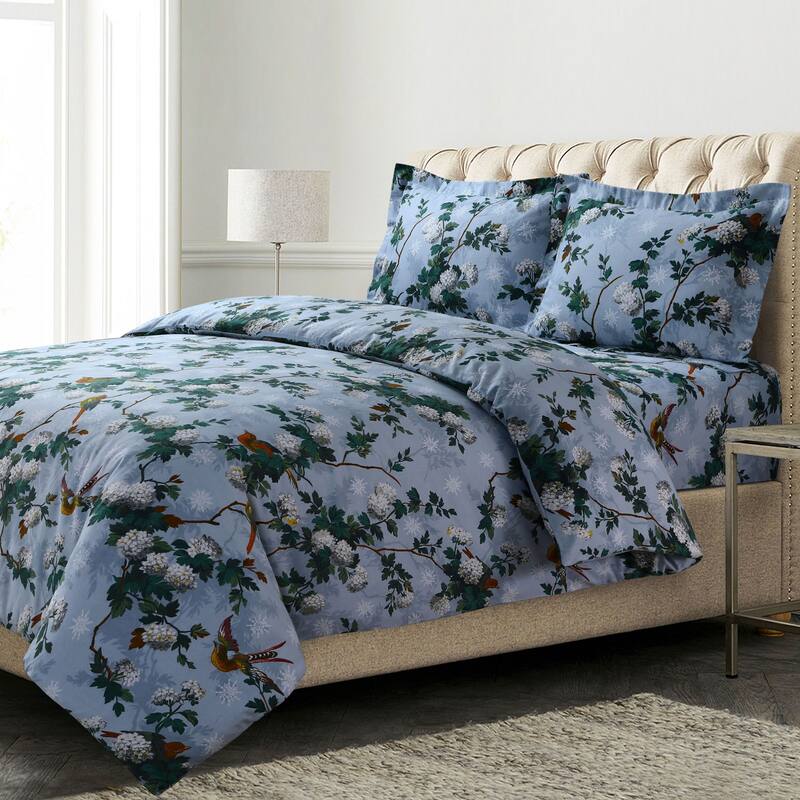 Cotton 170-GSM Flannel Solid or Printed Oversized Duvet Cover Set - Multicolor - Queen