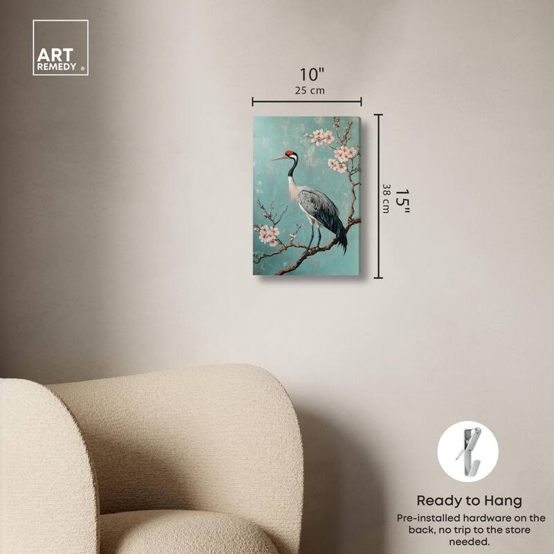 Crane in Blossom Canvas by Art Remedy, Gallery Wrapped