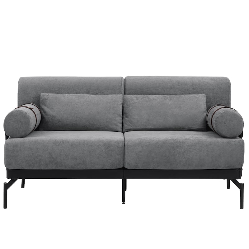 Modern Loveseat Sofa 59" Sofa Couch 2-Seater Sofa With Flexible Usb Ports , Unique Cylindrical Armrests